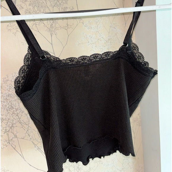 Black lace trim tank top/camisole - Picture 3 of 5